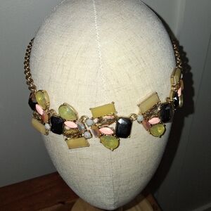 Elegant Gold and Black Statement Necklace 8in